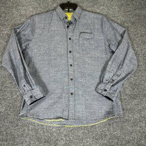 Descendants of Thieves Shirt Mens L Grey Polka Dots Long Sleeve Button Up Adult‎